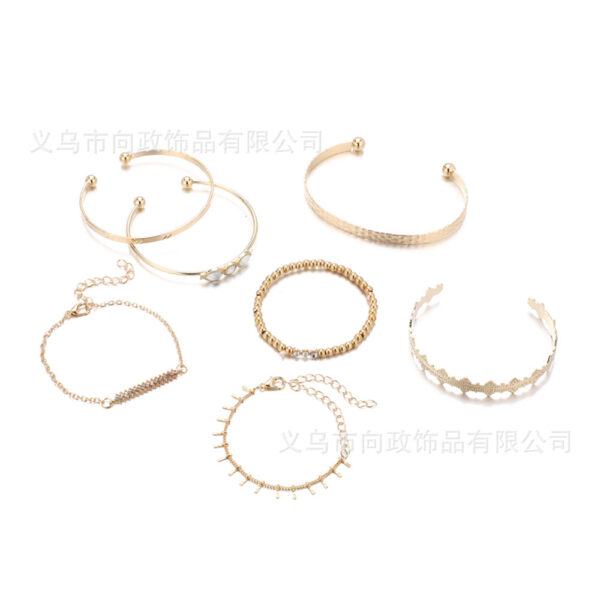 oly-c661db6badca5a357a81585fcf40c3fc Wholesale Alloy Bracelet Set, 7-Piece Set, Simple Retro Punk Style with Seven Letter Elements