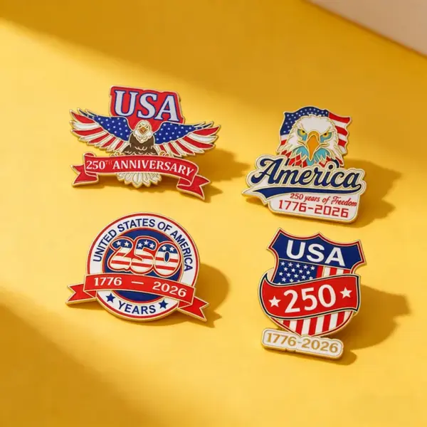 Wholesale Eagle Pin Made Of Zinc Alloy With Enamel Craft, Flag Brooches For Independence Day