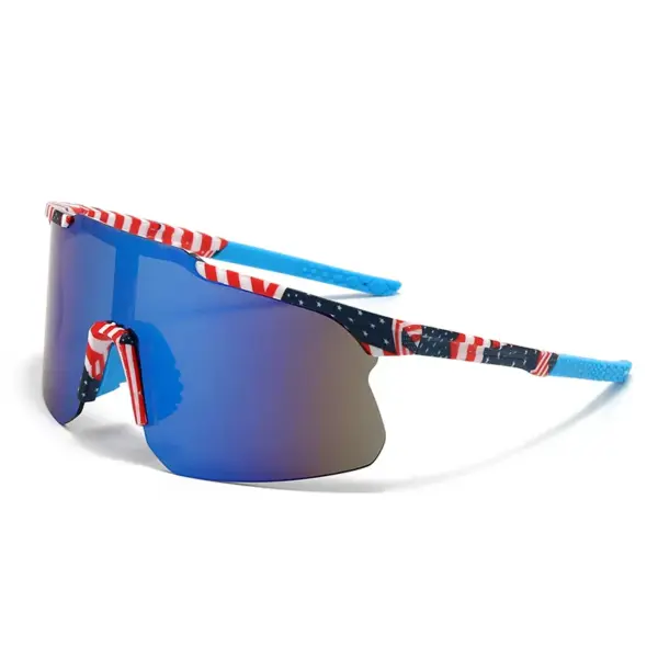 Wholesale Outdoor Sports Sunglasses Half Frame American Flag Independence Day Goggles Mountain Skiing Cycling UV Protection Unisex Sunglasses