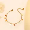Wholesale Heart-shaped Bracelet 18K Gold Color Natural Stone Women's Bracelet Bohemian Floral Print Titanium Steel