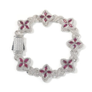 Silver red corundum / 7inch bracelet