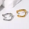 Wholesale PVD Coated Real Gold Plated 18K Gold Geometric 304 Stainless Steel Simple Style Waterproof Non Tarnish Open Rings