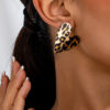 Wholesale Trend Autumn and Winter Printing Leopard Print Love Exaggerated Niche Design Valentine's Day Gift Earrings