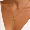 oly-c6a55f774dd9ea65292b32912b8fc82e Wholesale Waterproof Non Tarnish Cross Necklace For Adults With 18K Real Gold Plated 304 Stainless Steel And Electroplated Woven Chain