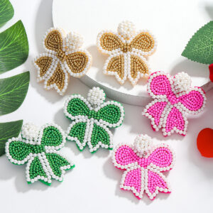 oly-c6aa7914fdb3467cac064682f8511c73 Wholesale Bow Earrings European and American Cross-Border Best-Selling Rice Bead Earrings Sweet and Cute Creative Personalized Butterfly Earrings