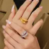 Wholesale PVD Coated Real Gold Plated 18K Gold Geometric 304 Stainless Steel Casual Elegant Modern Style Waterproof Non Tarnish Rings