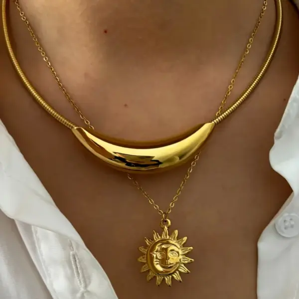 Wholesale 316L Stainless Steel Sun Waterproof Non Tarnish Surgical Steel Lady Cable Chain Pendant Necklace For Women's