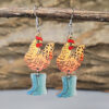 Wholesale Western Farm Pastoral Style Earrings Cute Hen Chick Stitching Pendant Wooden Double-sided Earrings