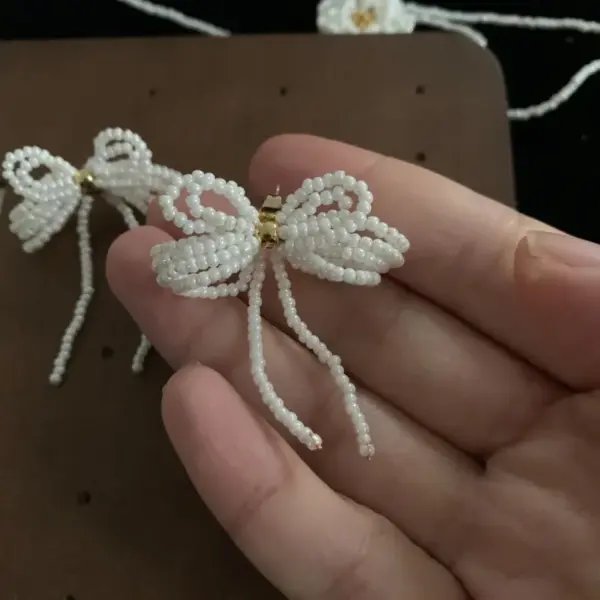 Wholesale Fashionable Escape Princess Butterfly Knot Beaded Earrings Unique Design High-End Feelings Small Audience Sensation Ear Jewelry