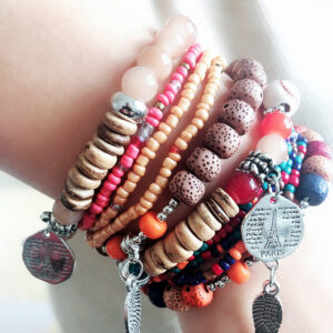 Wholesale Wish Cross-border Fashion Color Bohemian Ethnic Style Bracelet Women's Multi-layer Elastic Rice Beads European and American Jewelry