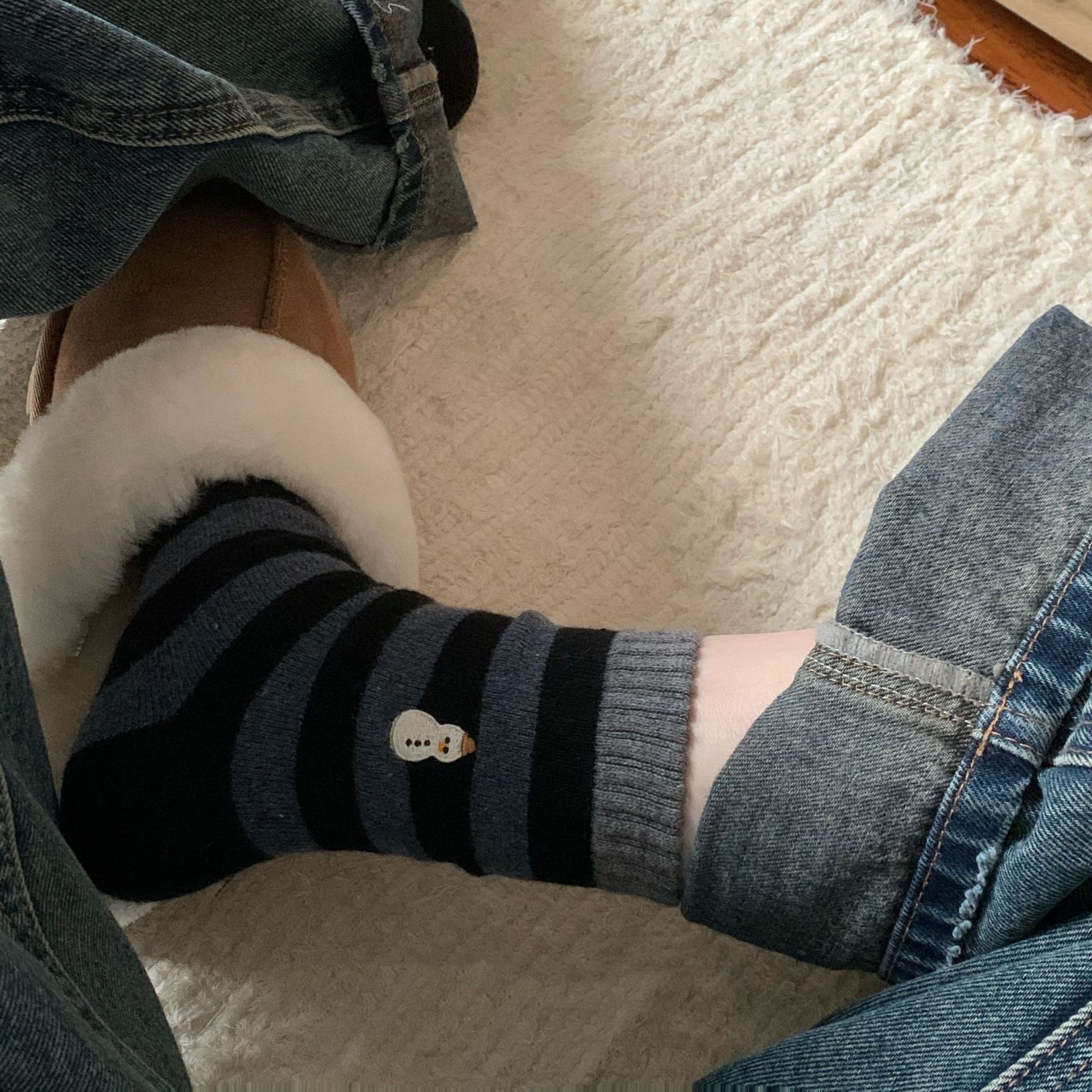 Wholesale New year wool Christmas socks women's mid-calf length socks autumn and winter thickened warm Christmas gift couple stockings