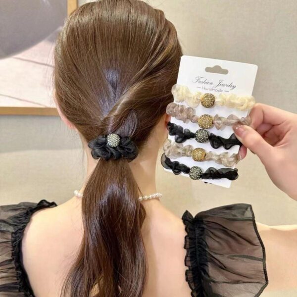 Wholesale leopard hair rope hair ring hisense rhinestone large intestine ring light luxury hair rope hair band women’s hair accessories