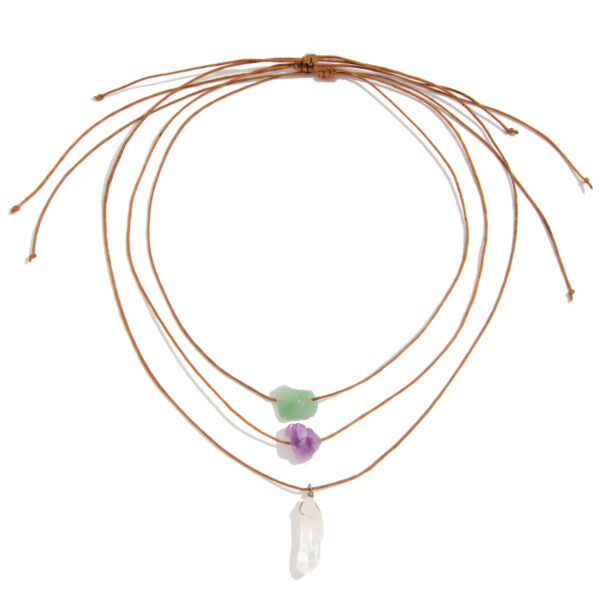 Wholesale Retro Ethnic Style Irregular Gravel Pendant Necklace Adjustable Wax Line Crystal Tassel Necklace