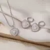 Wholesale Heart Shape Jewelry Set For Women With Zircon Inlay, 18K Real Gold Plated Copper, Water Plating And Twisted Rope Chain