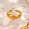 Wholesale Ion Plating (IP) 18K Gold Plated Irregular 304 Stainless Steel Elegant Simple Style Waterproof Non Tarnish Open Rings