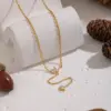 Wholesale 201 Stainless Steel Zircon Petal Tassel Circle Necklace Sweater Chain Niche High-End Daily Matching Jewelry For Women Eco-Friendly Waterproof Elegant Luxurious Vacuum Electroplating Furnace Plated With 18K Real Gold