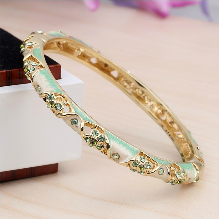 Wholesale Genuine Cloisonne Bracelet Women's Fine Fashion Vintage Hollow Enamel Gold-plated Bracelet for Girlfriend Jewelry Gift