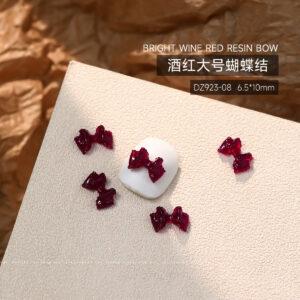 [glossy style] burgundy large bow