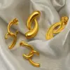 Wholesale PVD Coated 18K Gold Plated Irregular Solid Color Stainless Steel Modern Style Simple Style Waterproof Non Tarnish Ear Studs