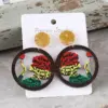 Wholesale Retro Round Multicolor Acrylic Stud Earrings With 304 Stainless Steel Posts For Women