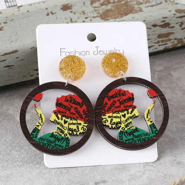 Wholesale Retro Round Multicolor Acrylic Stud Earrings With 304 Stainless Steel Posts For Women