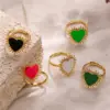 Wholesale Simple Style Heart Shape Copper Enamel Open Rings