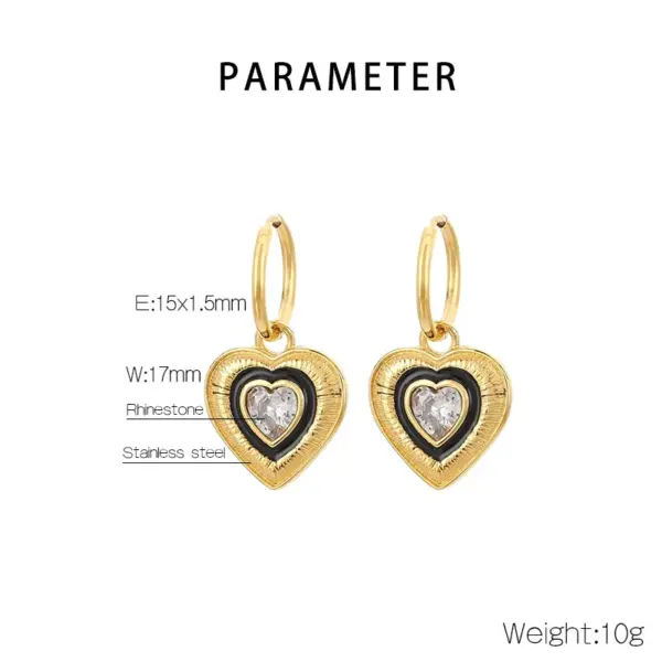 Wholesale Ion Plating (IP) 18K Gold Plated Heart Shape 304 Stainless Steel Vintage Style Simple Style Commute Waterproof Non Tarnish Drop Earrings
