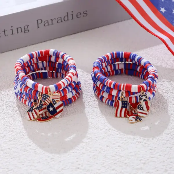 Wholesale Retro Star Heart Shape Apple Alloy Soft Clay Beaded Chain Beaded Bracelets Wholesale
