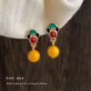 Wholesale Handmade Geometric Earrings For Women In Copper With 14K Real Gold Water Plating And Resin Inlay