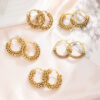 Wholesale Ig Internet celebrity same style earrings stainless steel gold plated hollow ring earrings women's popular earrings