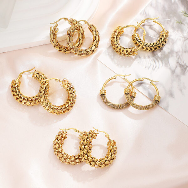 Wholesale Ig Internet celebrity same style earrings stainless steel gold plated hollow ring earrings women's popular earrings