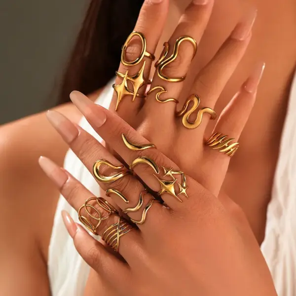 Wholesale Stainless Steel Open Ring Irregular Design Elegant Sexy Style For Women Couples Adults Universal Season Fashion Jewelry