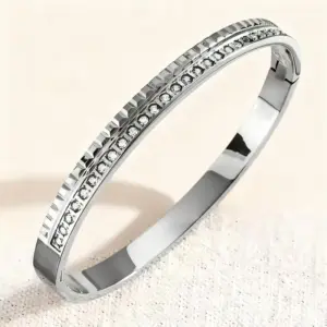 46-C-3 Steel-Colored Diamond-Embellished Bracelet