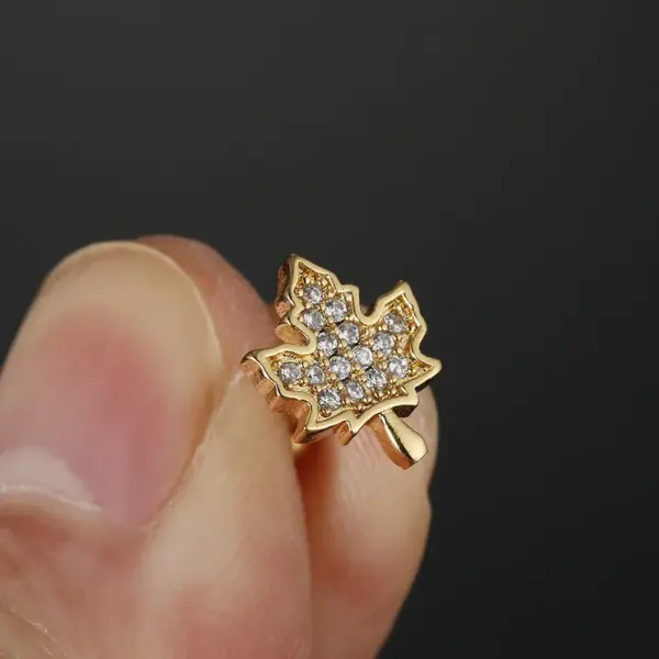 oly-c776cc9f81c807034a558a296427c694 Wholesale Fashion Leaf Butterfly Titanium Steel Plating Inlay Zircon Ear Studs 1 Piece