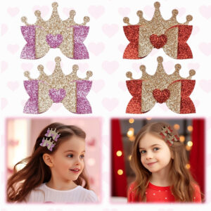Wholesale Valentine's Day Children's Hair Accessories Love Crown Shiny Hair Accessories Girls Hair Accessories Cross-border New Children's Hair Clip