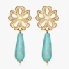 Wholesale Women’s Flowers Stud Earrings Featuring Enamel Craft And Turquoise Inlay, 18K Real Gold Plated Copper With PVD Coating