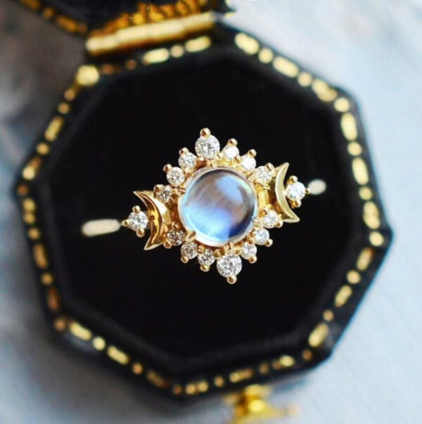 oly-c78daeb203458bc399362135dbf6f83f Wholesale Double Moon Goddess Moonstone Diamond Ring Valentine's Day Moonstone Ring