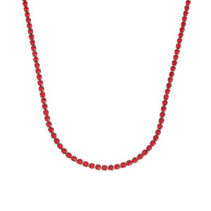 Red 3mm Diamond Gold Necklace