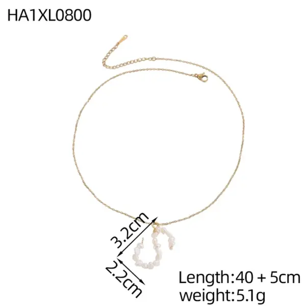 Wholesale 18K Gold Plated Titanium Steel Vacuum Electroplated Three-Dimensional Letter Pearl Trendy Necklace Handmade Unisex