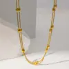 oly-c7ac7c8c33d1679324edf169cf2a1f5c Wholesale PVD Coated Real Gold Plated Solid Color 304 Stainless Steel Simple Style Waterproof Non Tarnish Bracelets Necklace
