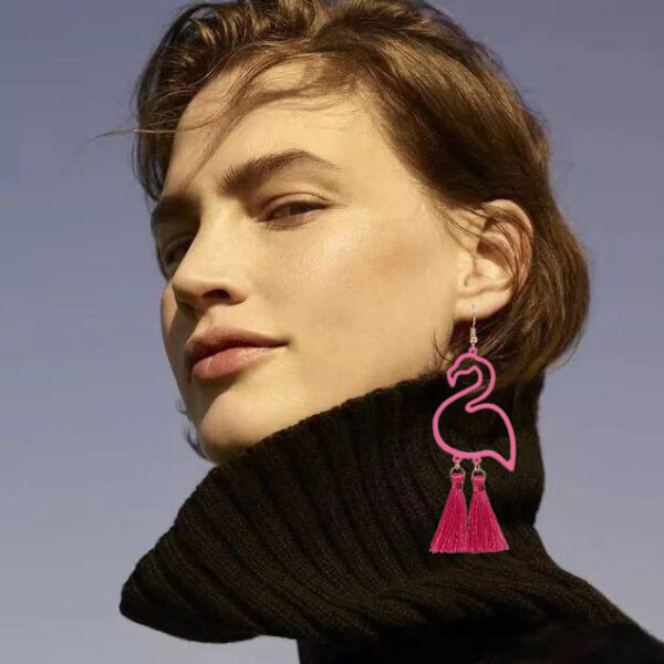 Wholesale Earrings Creative All-match Flamingo Tassel Pendant Earrings Simple Street Shooting Explosions Jewelry
