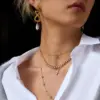Wholesale Women - Classic Style / 18K Gold 304 Stainless Steel High Gloss Pearl Blade Chain Necklace Combination Geometric Handmade Chain