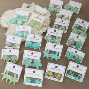 Wholesale Starfish Flower 304 Stainless Steel Marine Style Simple Style Drop Earrings