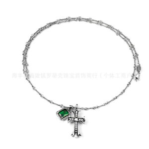 Vintage silver greenstone cross