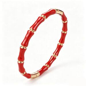 Red enamel bamboo joint 18k gold