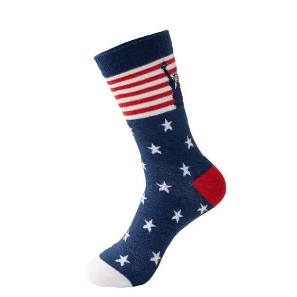 Wholesale Unisex Modern Style American Flag Socks In Polyester, Suitable For All Seasons, Perfect For Sports And Casual Wear