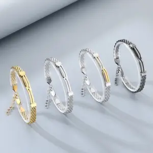 Wholesale Geometric Simple Style Men's Bracelet In 304 Stainless Steel With 18K Real Gold Plated PVD Coating 0.03µm