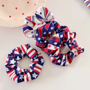Wholesale American Flag Hair Tie Made Of Cloth, Multicolor Hair Accessory For Independence Day And Summer