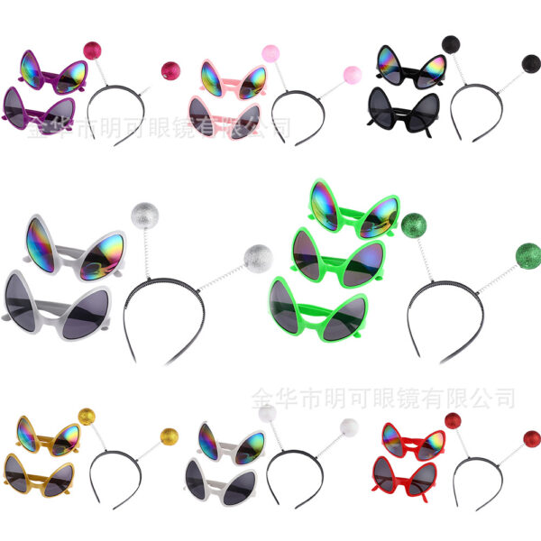 Wholesale Halloween et alien glasses green fly headband party wacky dress up supplies alien sunglasses