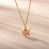 Wholesale 304 Stainless Steel Cross Devil's Eye Moon PVD Coated Zircon Elegant Romantic Sweet Plating Pendant Necklace